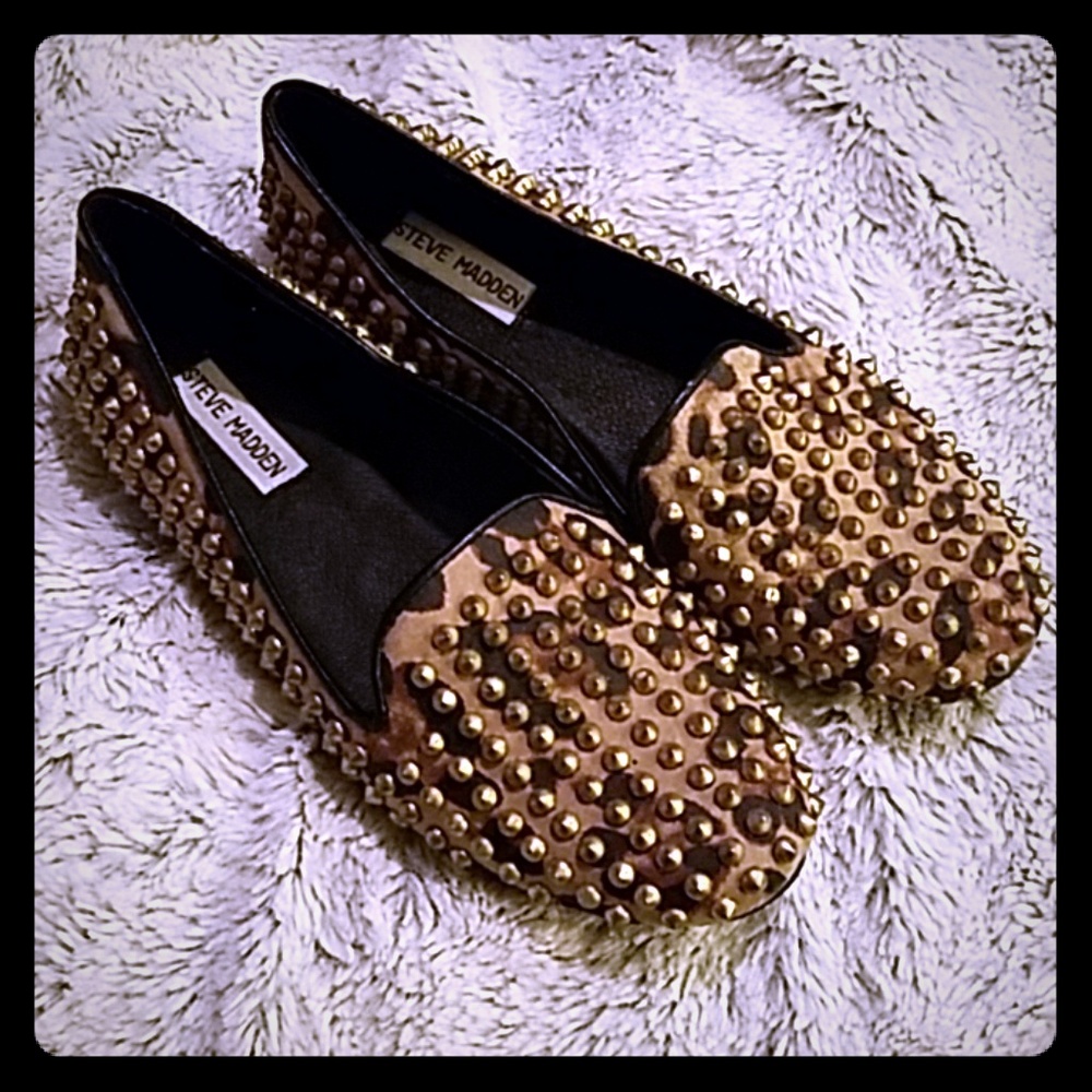 Studded leopard flats